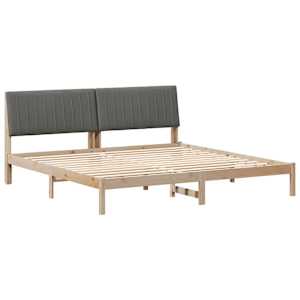 Rám postele s čelo Hnědá 200 x 200 cm Masivní borové dřevo - obrázek 2