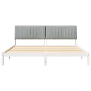 Rám postele s čelo Bílá 200 x 200 cm Masivní borové dřevo - obrázek 5