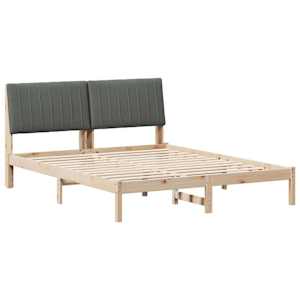 Rám postele s čelo Hnědá 150 x 200 cm Masivní borové dřevo - obrázek 2