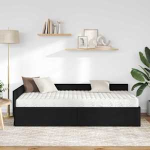 Rohový rám postele s matrací Jiný s čelo 2 pcs Černá textil - obrázek 3