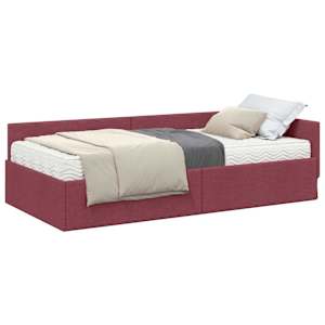 vidaXL Nurgavoodi raam koos madratsiga 2 tk Veinpunane 80 x 200 cm