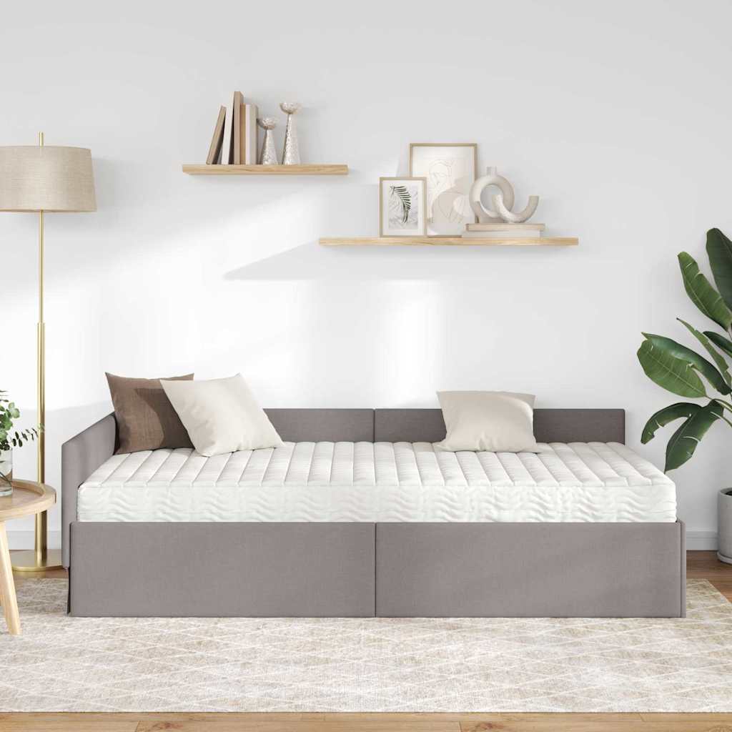 Thumbnail - vidaXL Eckbettgestell mit Matratze Sonstiges 2 pcs Taupe Stoff