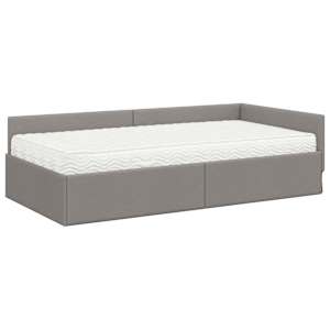 Rohový rám postele s matrací Jiný s čelo 2 pcs Taupe textil - obrázek 4