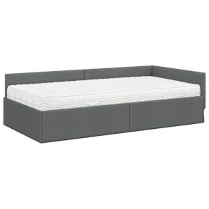 Rohový rám postele s matrací Jiný s čelo 2 pcs Šedá textil - obrázek 4