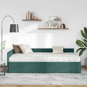 Rohový rám postele s matrací Jiný s čelo 2 pcs Zelená textil - obrázek 3