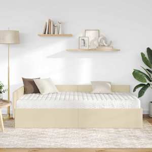 Rohový rám postele s matrací Jiný s čelo 2 pcs Krémová textil - obrázek 3