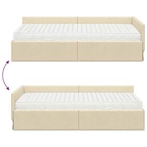 Rohový rám postele s matrací Jiný s čelo 2 pcs Krémová textil - obrázek 12