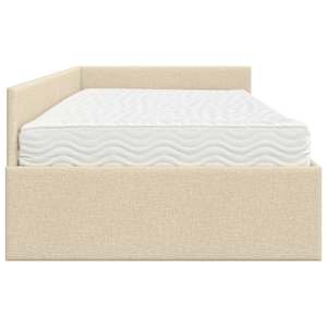 Rohový rám postele s matrací Jiný s čelo 2 pcs Krémová textil - obrázek 8