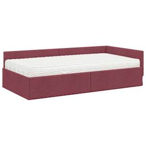Rohový rám postele s matrací Jiný s čelo 2 pcs Šedá textil - obrázek 4