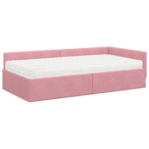 Rohový rám postele s matrací Jiný s čelo 2 pcs Šedá samet - obrázek 4