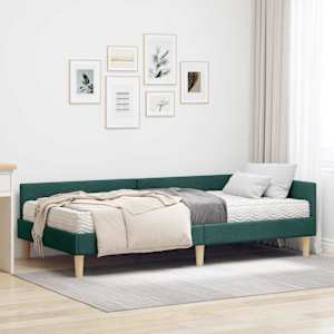Rohový rám postele s matrací s matrací 2 pcs Zelená textil - obrázek 1
