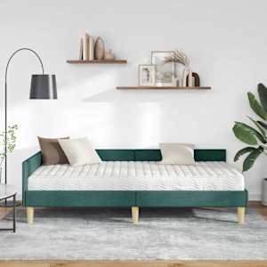 Rohový rám postele s matrací s matrací 2 pcs Zelená textil - obrázek 3