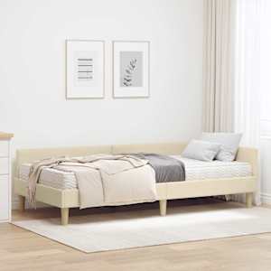 Rohový rám postele s matrací s matrací 2 pcs Krémová textil - obrázek 1