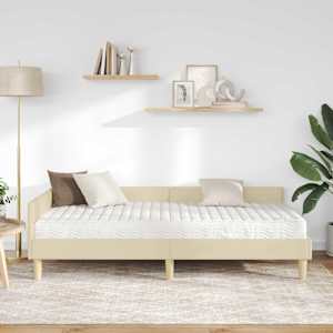 Rohový rám postele s matrací s matrací 2 pcs Krémová textil - obrázek 3