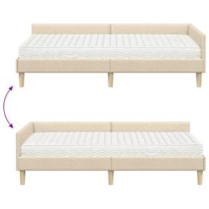 Rohový rám postele s matrací s matrací 2 pcs Krémová textil - obrázek 12