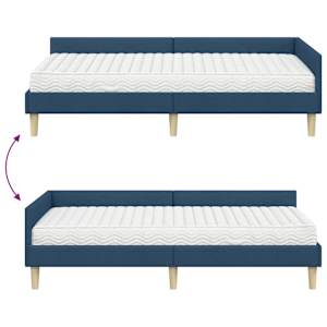 Rohový rám postele s matrací s matrací 2 pcs Modrá textil - obrázek 12