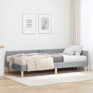Rohový rám postele s matrací s matrací 2 pcs Světle šedá textil - obrázek 1