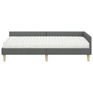 Rohový rám postele s matrací s matrací s čelo 2 pcs Šedá textil - obrázek 5