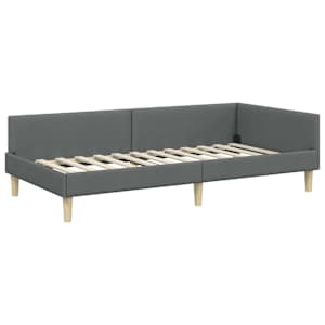 Rohový rám postele s matrací s matrací s čelo 2 pcs Šedá textil - obrázek 6