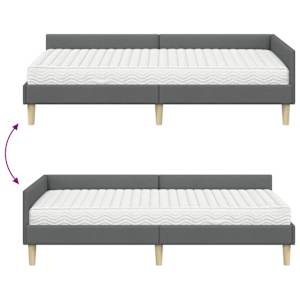 Rohový rám postele s matrací s matrací s čelo 2 pcs Šedá textil - obrázek 12