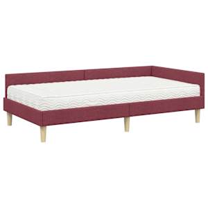 Rohový rám postele s matrací s matrací s čelo 2 pcs Šedá textil - obrázek 4