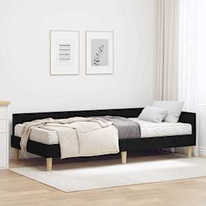 Kotni okvir postelje z matrico z vzmetnico 2 pcs Zelena blago