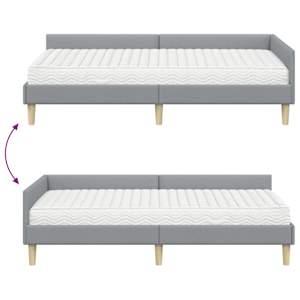 Rohový rám postele s matrací s matrací 2 pcs Světle šedá textil - obrázek 12