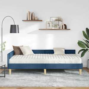 Rohový rám postele s matrací s matrací 2 pcs Modrá textil - obrázek 3