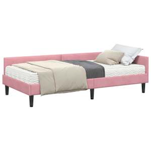vidaXL Nurgavoodi raam koos madratsiga 2 tk Roosa 80 x 200 cm Samet
