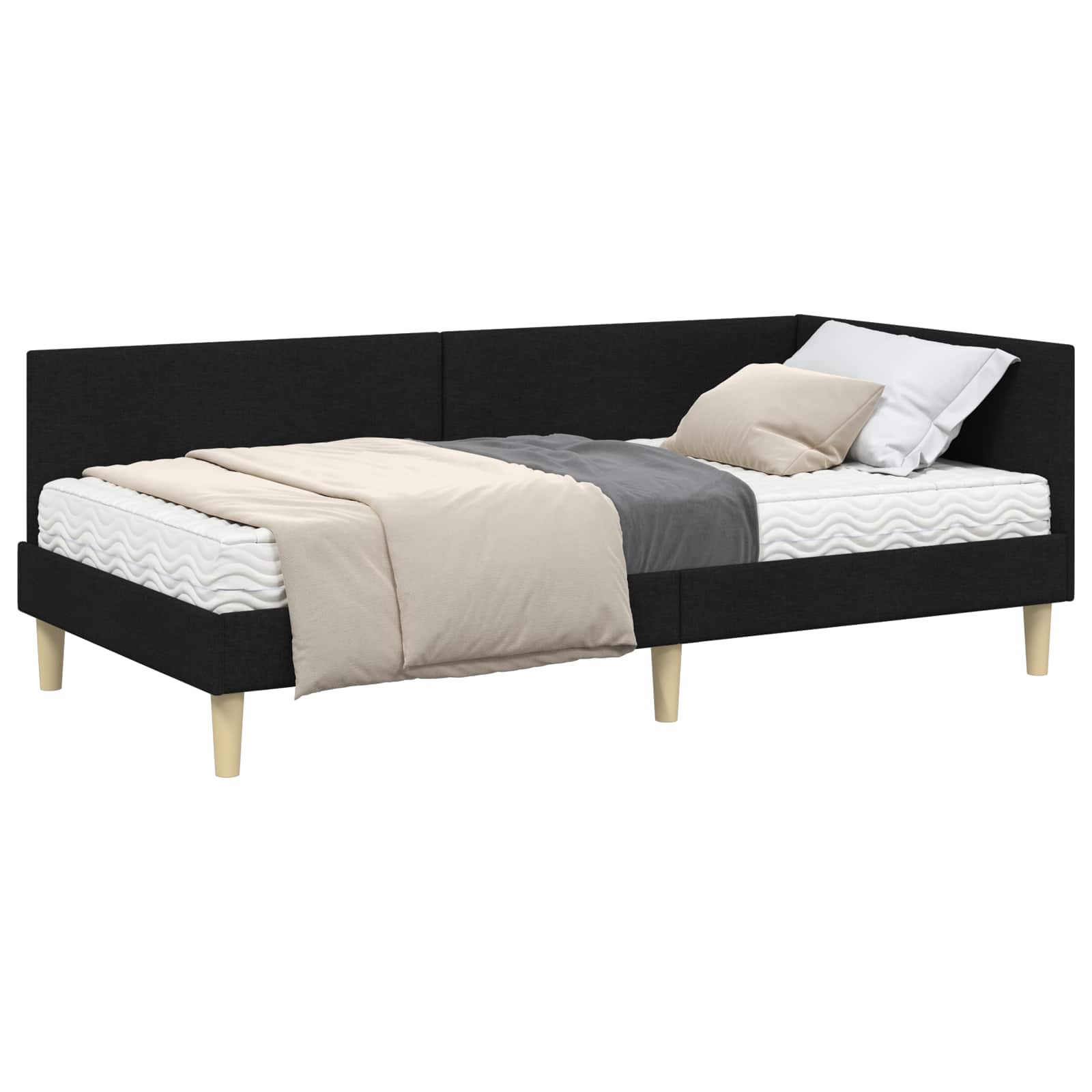 Thumbnail - vidaXL Eckbettgestell mit Matratze Sonstiges 2 pcs Grün Stoff