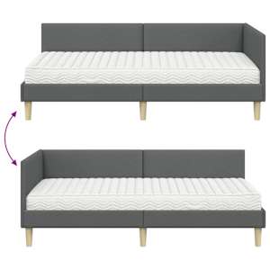 Rohový rám postele s matrací Jiný s čelo 2 pcs Šedá textil - obrázek 12