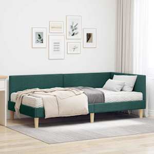 Rohový rám postele s matrací Jiný s čelo 2 pcs Zelená textil - obrázek 1