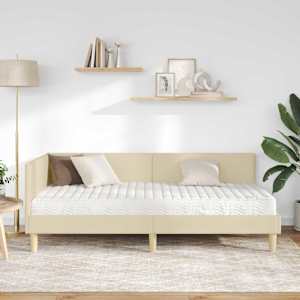 Rohový rám postele s matrací Jiný s čelo 2 pcs Krémová textil - obrázek 3