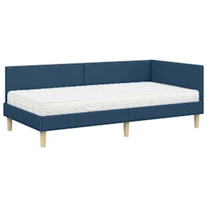 Rohový rám postele s matrací Jiný s čelo 2 pcs Modrá textil - obrázek 4