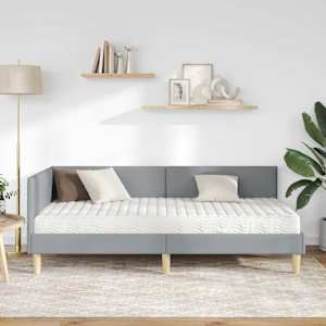 Rohový rám postele s matrací Jiný 2 pcs Světle šedá textil - obrázek 3