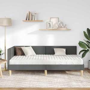Rohový rám postele s matrací Jiný s čelo 2 pcs Šedá textil - obrázek 3