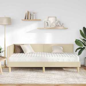 Rohový rám postele s matrací Jiný s čelo 2 pcs Krémová textil - obrázek 3