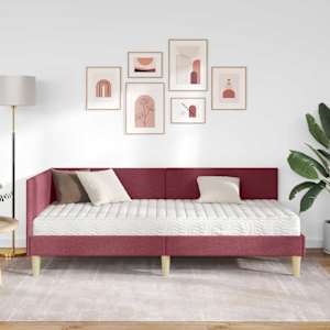 Rohový rám postele s matrací Jiný s čelo 2 pcs Šedá textil - obrázek 3