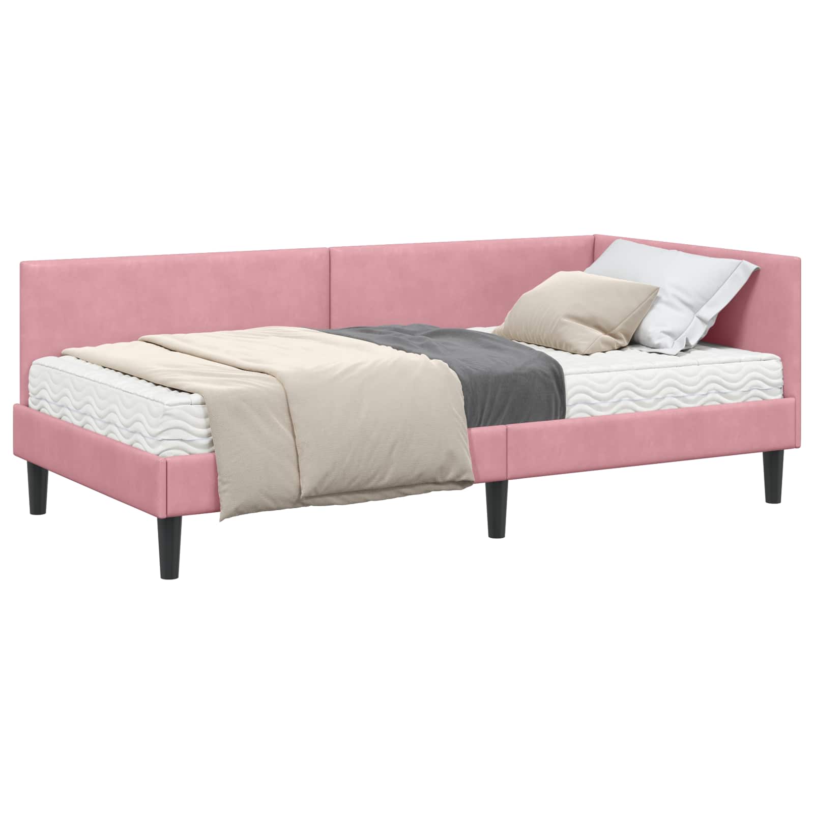 Thumbnail - vidaXL Eckbettgestell mit Matratze Sonstiges 2 pcs Grau Samt