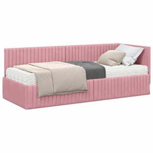vidaXL Nurgavoodi raam koos madratsiga 2 tk Roosa 80 x 200 cm Samet