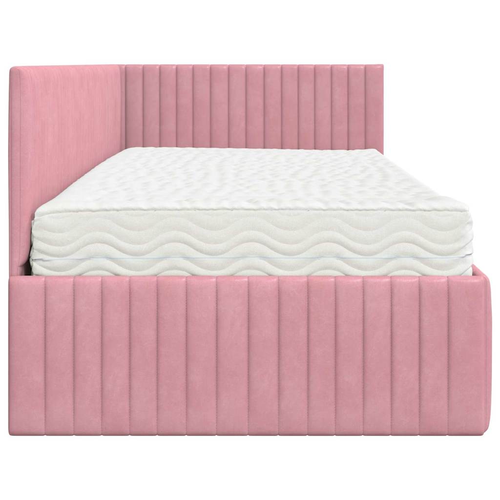 Stūra gultas rāmis ar matrači 2 pcs Pelēka Samts