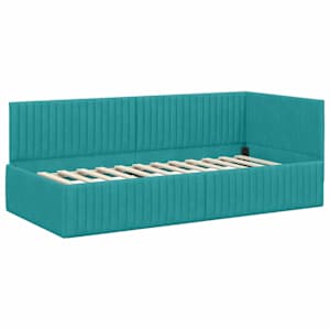 Rohový rám postele s matrací s čelo 2 pcs Tyrkysová samet - obrázek 6