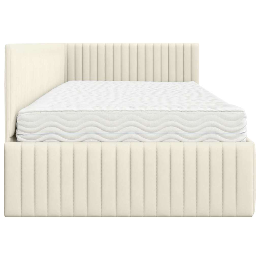 Stūra gultas rāmis ar matrači 2 pcs Krēmkrāsa Samts