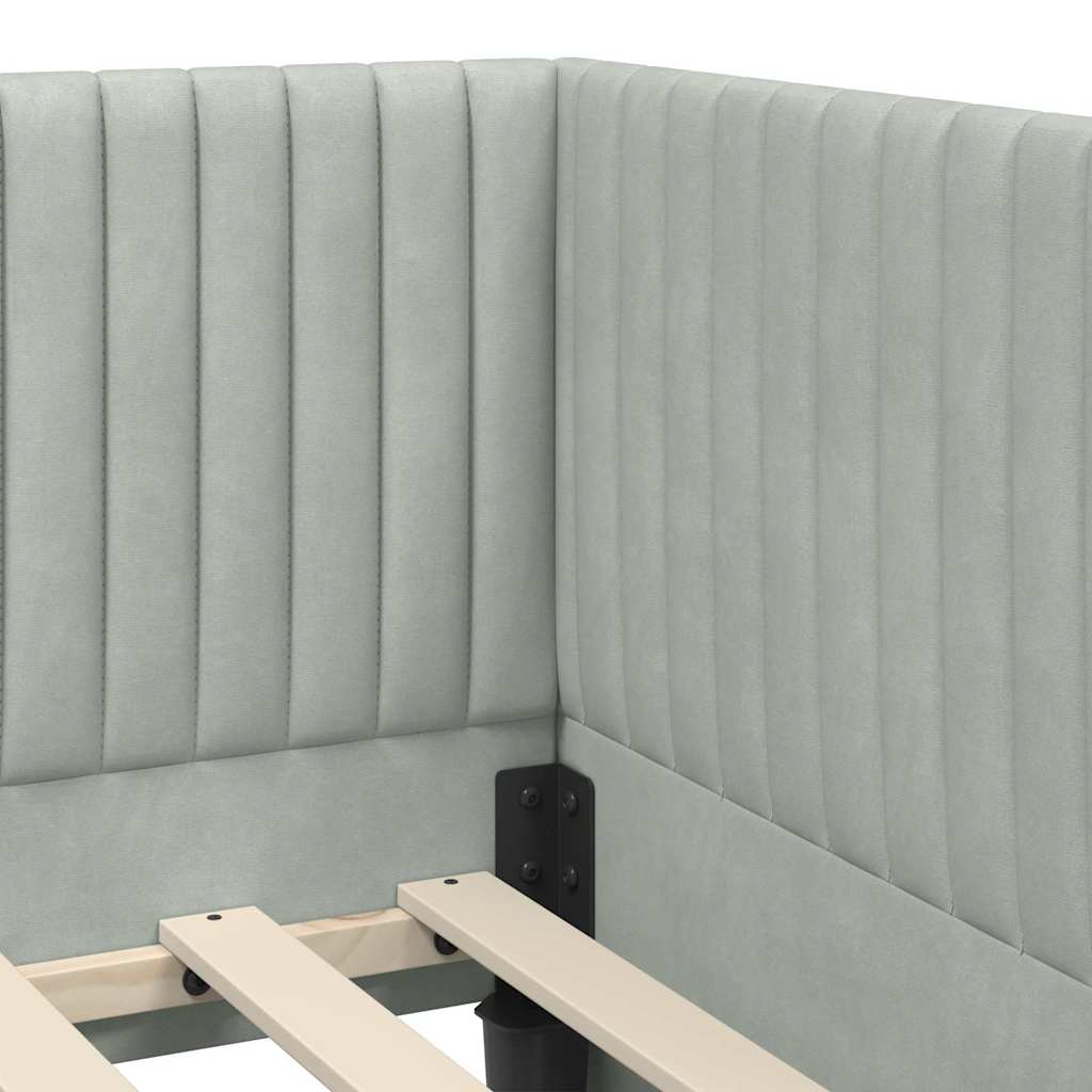 Stūra gultas rāmis ar matrači 2 pcs Gaiši pelēka Samts