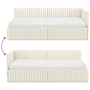 Rohový rám postele s matrací s čelo 2 pcs Krémová samet - obrázek 12