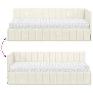 Rohový rám postele s matrací s matrací 2 pcs Krémová samet - obrázek 12