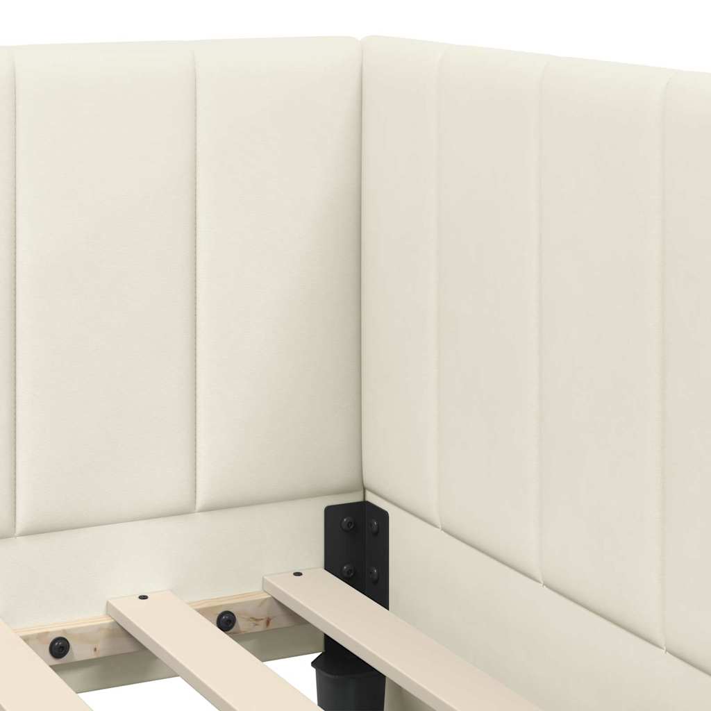 Hjørnesengramme med madras Creme 90 x 200 cm Fløjl 10 8721288891631 detail en hd 1
