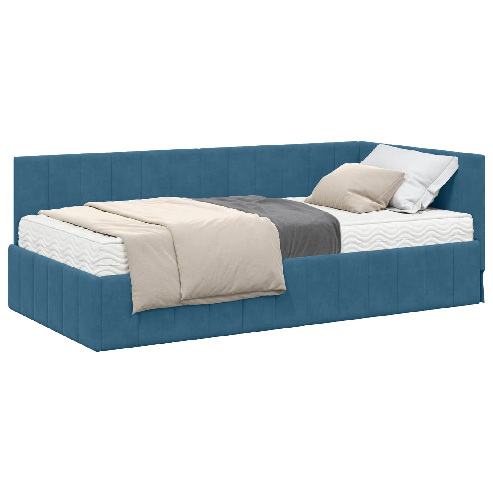 vidaXL Nurgavoodi raam koos madratsiga madratsiga 2 pcs Sinine Samet-image-3393867