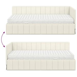 Rohový rám postele s matrací s matrací 2 pcs Krémová samet - obrázek 12