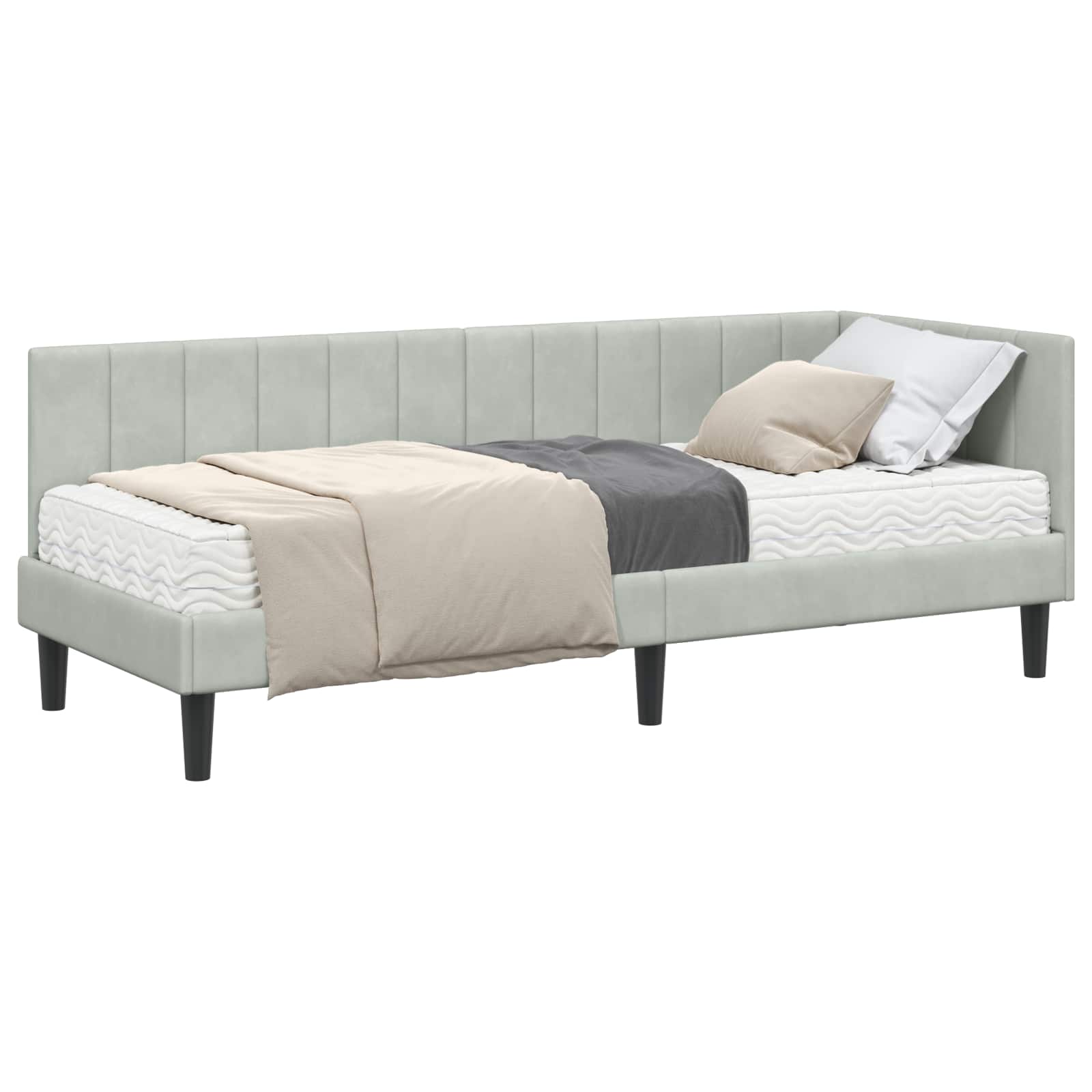 Nurgavoodi raam koos madratsiga madratsiga 2 pcs Helehall Samet 2 Kõik vajalik sinu aeda ja koju! Nurgavoodi raam koos madratsiga madratsiga 2 pcs Helehall Samet - Image 2